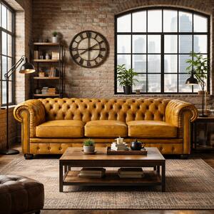 Divano Chesterfield in Pelle Primo Fiore Premium – Iconico, Finiture di Pregio