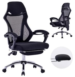 Sedia da ufficio ergonomica con schienale in rete – Sedia da ufficio con poggiapiedi – Regolabile fino a 135 gradi