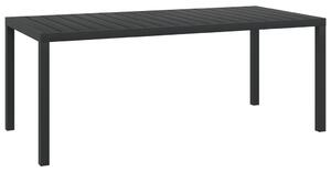 Tavolo da Giardino Nero 185x90x74 cm in Alluminio e WPC