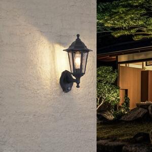 Lampada da parete per esterni nera con sensore di movimento IP44 - New Haven Hammered