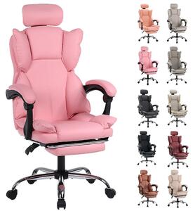 Sedia da gaming ergonomica, altezza regolabile, in ecopelle, color viola e bianco