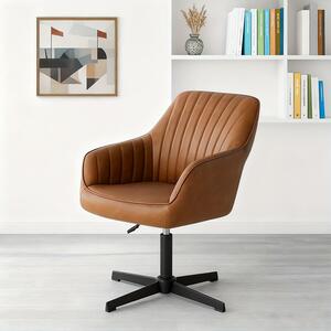 Sedia da ufficio – Sedia ergonomica per scrivania con supporto lombare – Regolabile in altezza e girevole – Marrone