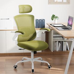 Sedia da ufficio, con struttura a rete, sedia da computer con poggiatesta e supporto lombare regolabili, sedia ergonomica da lavoro con braccioli pieghevoli e funzione di inclinazione fino a 140 gradi