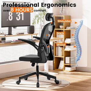 Sedia da ufficio ergonomica con supporto lombare regolabile e schienale traspirante in mesh - Colore: nero