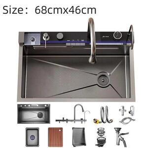 Rubinetto da cucina – Rubinetto in acciaio inossidabile – Miscelatore per cucina – Acciaio inossidabile – Cartuccia Vetroceramica – 68x46 cm