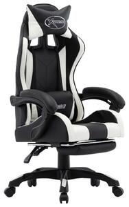 Sedia da gaming – Sedia per videogiochi – Sedia da corsa – Schienale regolabile – Poggiapiedi pieghevoli – Bianco/Nero