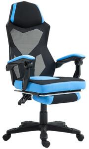 Vinsetto Sedia da Ufficio, Sedia da Gioco con Altezza Regolabile, Schienale e Ruote, in Tessuto a Maglia, 58x63x112-122 cm, Blu e Nero | Aosom Italy