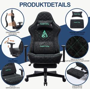 Sedia da gaming ergonomica, realizzata in ecopelle traspirante, con schienale e braccioli regolabili