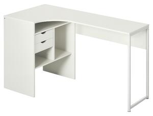 HOMCOM Scrivania angolare con 2 cassetti e 3 scomparti aperti, 120 x 60 x 74 cm, Bianco | Aosom Italy