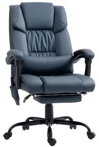 Vinsetto Poltrona da ufficio massaggiante, con poggiapiedi, altezza regolabile, schienale reclinabile e telecomando, 66x75x122cm, Blu | Aosom Italy