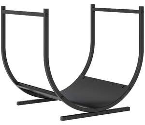 Outsunny Portalegna da camino curvo, robusto, per interno ed esterno, struttura in metallo, 43 x 33 x 38 cm, Nero | Aosom Italy