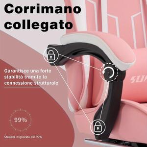 Sedia da gaming – Design ergonomico con schienale regolabile e supporto lombare – Capacità massima: 150 kg