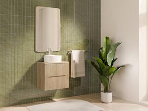Mobile sotto lavabo sospeso scanalato con ripiano Naturale chiaro 60 cm - ORISO