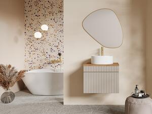 Mobile sotto lavabo sospeso scanalato beige con ripiano 60 cm - SATARA