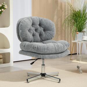 MODFU Sedia ergonomica per ufficio Sedia da scrivania Sedia per computer con sedile imbottito e look lino, sedia girevole da lavoro Sedia direzionale con funzione dondolo, grigio