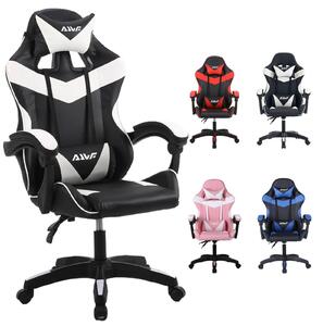 Sedia da gaming – Sedia ergonomica da ufficio – Supporto lombare – Schiuma viscoelastica – Ecopelle – Altezza regolabile, colore nero