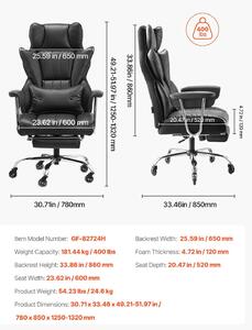 Sedia da ufficio - Sedia ergonomica - Sedia girevole - Sedia regolabile, schienale fino a 135°