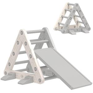 AIYAPLAY Struttura per Arrampicata per Bambini di 18-48 Mesi con Scivolo e Rampa 130x80x69 cm Grigio e Bianco | Aosom Italy