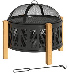 Outsunny Braciere 2-in-1 Ø75 x 58 cm con Protezione anti-scintille, Nero | Aosom Italy