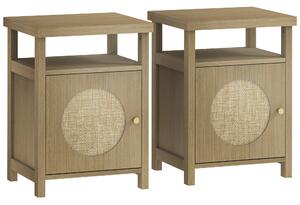 HOMCOM Set di 2 comodini stretti con vano aperto e finitura in vimini, 40 x 35 x 55 cm Marrone | Aosom Italy