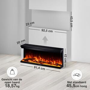 Stufa elettrica da parete - 36 pollici - 1800 Watt - Metallo nero - Riscaldamento d'ambiente per interni