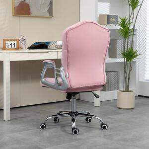 Sedia da ufficio ergonomica per adulti, color rosa, con struttura in legno e funzione oscillante