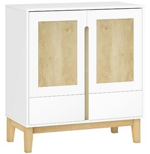 HOMCOM Credenza con 2 porte, 2 cassetti e ripiano regolabile, 80 x 40 x 86 cm, Bianco e rovere | Aosom Italy