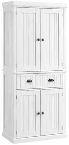 HOMCOM Credenza da cucina alta, con ripiani regolabili, 4 porte, grande cassetto, 76,2 x 40,2 x 183 cm Bianco | Aosom Italy
