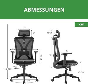 Sedia ergonomica da ufficio per adulti - Sedia da ufficio - Sedia da lavoro - Sedia da scrivania nera