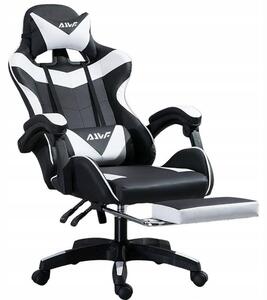 Sedia da gaming ergonomica con poggiapiedi e supporto lombare - Nero e bianco