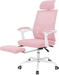 Sedia ergonomica da ufficio - Sgabello da ufficio - Sedia da lavoro - Sedia da ufficio con poggiapiedi - Sedia girevole rosa