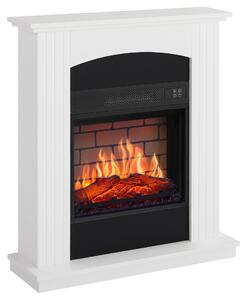 Stufa elettrica a pavimento, 1800W, bianca - Riscaldamento d'ambiente con effetto fiamma LED realistico