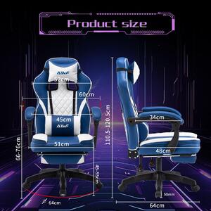 Sedia da gaming - Sedia da ufficio - Sedia per giocatori - Sedia per computer - Colore: blu e nero - Ergonomica, con supporto lombare