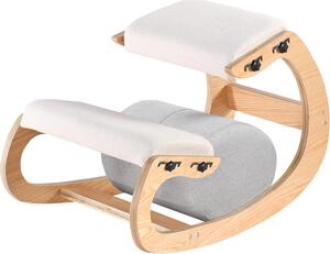Sedia ergonomica per le gambe, sedia a dondolo in legno regolabile, migliora la postura con un sedile inclinato, ideale per la casa o l'ufficio (bianco frassino)