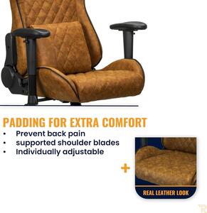 Comoda sedia da ufficio nei colori marrone e beige, con design ergonomico per l'uso in ufficio