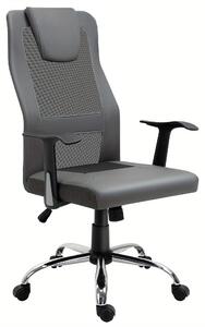 Sedia da ufficio ergonomica – Sedia girevole grigia con mobilità a 360° e struttura in legno