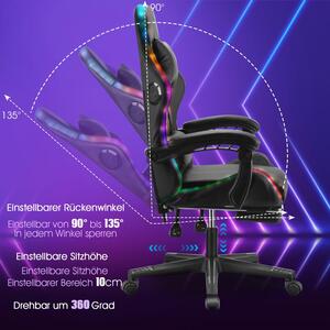 Sedia da gaming - Sedia da ufficio - Sedia girevole - Sedia ergonomica - Illuminazione RGB nera