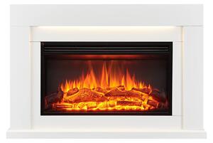 Stufa elettrica a camino, autoportante - Potenza riscaldante: 2000 W - Dimensioni: 21,8 x 118 x 79,5 cm - Finitura: legno verniciato grigio cemento