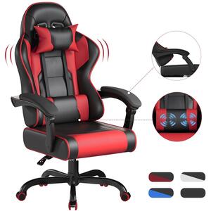 Sedia da gaming - Sedia da ufficio - Sedia per videogiochi - Sedia ergonomica - Sedia nera - Schienale regolabile fino a 90°