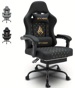 Sedia da gaming – Sedia da gioco ergonomica con poggiapiedi e supporto lombare – Nera