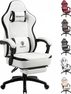 Sedia da gaming in ecopelle traspirante con molle insacchettate, supporto lombare, massaggio USB e braccioli regolabili