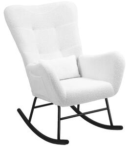 Sedia da ufficio – Poltrona girevole – Sedia da scrivania – Poltrona relax – Rivestimento in velluto morbido – Cuscino lombare – Bianco