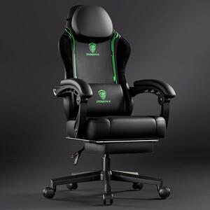 Sedia da gaming ergonomica con supporto lombare e poggiatesta extra largo, rivestita in ecopelle, colore verde