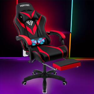 Sedia da gaming - Sedia per videogiochi - Sedia da ufficio - Sedia per computer - Funzione massaggio - Poggiapiedi regolabili