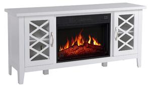 Camino elettrico con mobile TV - 1800W - Bianco MDF - Senza ventilazione - Design moderno