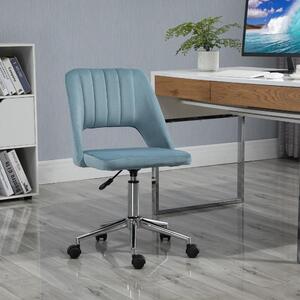 Sedia da ufficio in velluto blu, regolabile in altezza, ergonomica e girevole, con rotelle