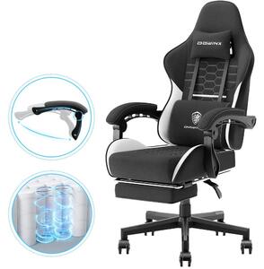 Sedia da gaming - Schienale alto - Materiale in cotone traspirante - Seduta con molle insacchettate - Colore: bianco e nero