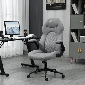 Okwish home office poltrona sedia da gioco sedia da ufficio con schienale e comandi regolabili, sedia per computer con morbido cuscino e funzione dondolo, grigio chiaro