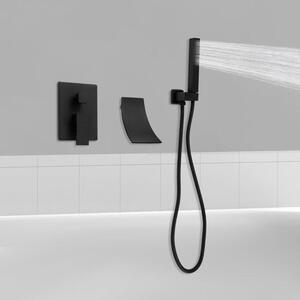 Miscelatore per doccia con soffione a mano - Nero - Ottone - Montaggio a parete - Design moderno per il bagno