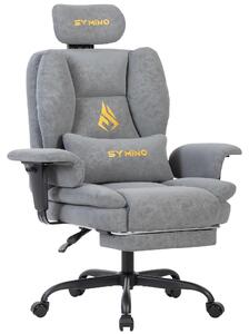 Sedia da gaming – Sedia da ufficio – Design ergonomico – Schienale e altezza regolabili – Ecopelle grigia
